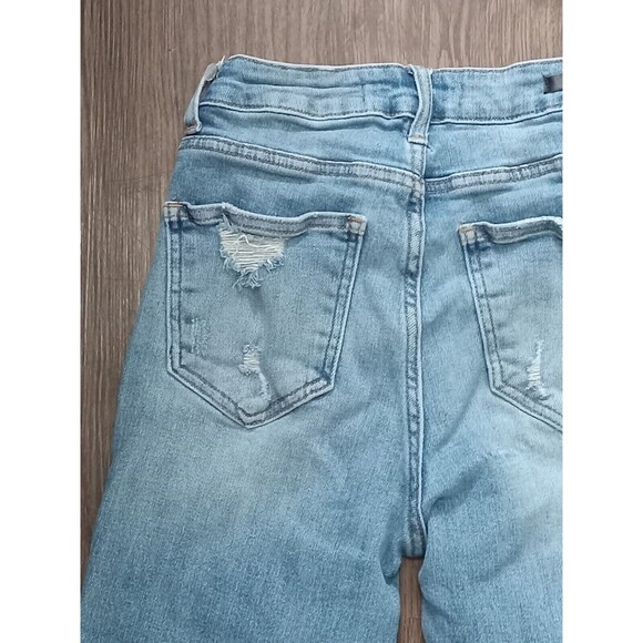 Risen Jeans Juniors Size 25/1  Straight Denim Light Wash Raw Hem midrise - Picture 12 of 16